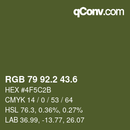 カラーコード: RGB 79 92.2 43.6 | qconv.com
