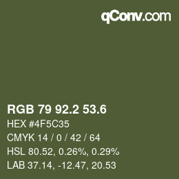 カラーコード: RGB 79 92.2 53.6 | qconv.com