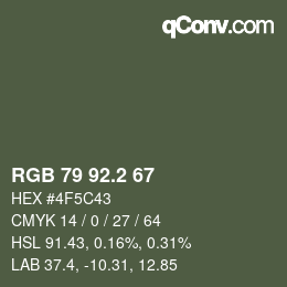 カラーコード: RGB 79 92.2 67 | qconv.com
