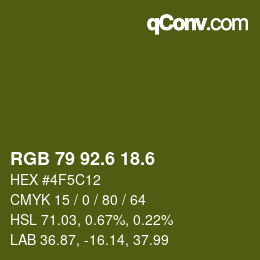 カラーコード: RGB 79 92.6 18.6 | qconv.com