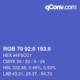 カラーコード: RGB 79 92.6 193.6 | qconv.com