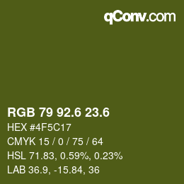 カラーコード: RGB 79 92.6 23.6 | qconv.com