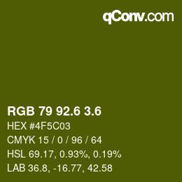 カラーコード: RGB 79 92.6 3.6 | qconv.com