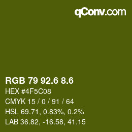 カラーコード: RGB 79 92.6 8.6 | qconv.com