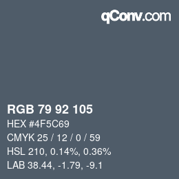 颜色代码: RGB 79 92 105 | qconv.com