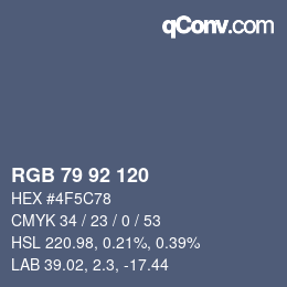 颜色代码: RGB 79 92 120 | qconv.com