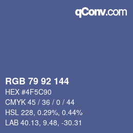 カラーコード: RGB 79 92 144 | qconv.com