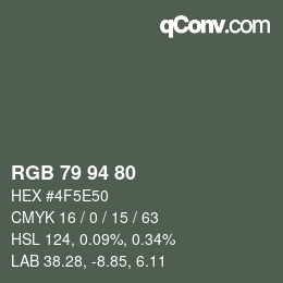 Color code: RGB 79 94 80 | qconv.com