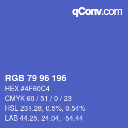 カラーコード: RGB 79 96 196 | qconv.com