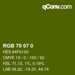 颜色代码: RGB 79 97 0 | qconv.com