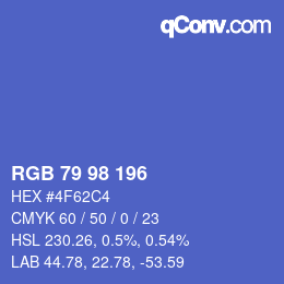 カラーコード: RGB 79 98 196 | qconv.com