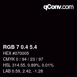 カラーコード: RGB 7 0.4 5.4 | qconv.com