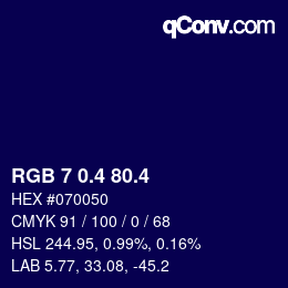 カラーコード: RGB 7 0.4 80.4 | qconv.com