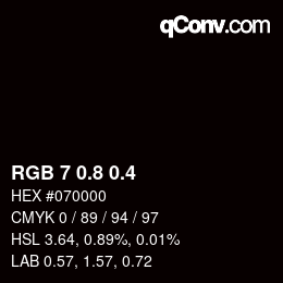 カラーコード: RGB 7 0.8 0.4 | qconv.com