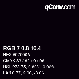 カラーコード: RGB 7 0.8 10.4 | qconv.com