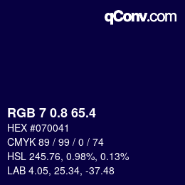 カラーコード: RGB 7 0.8 65.4 | qconv.com