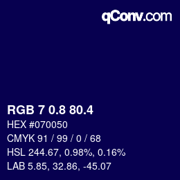 カラーコード: RGB 7 0.8 80.4 | qconv.com