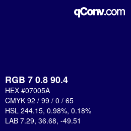 カラーコード: RGB 7 0.8 90.4 | qconv.com