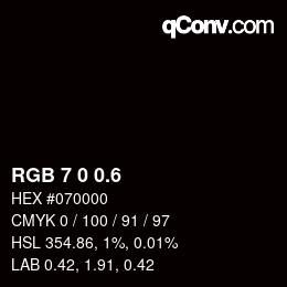 カラーコード: RGB 7 0 0.6 | qconv.com