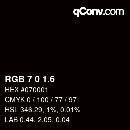 カラーコード: RGB 7 0 1.6 | qconv.com