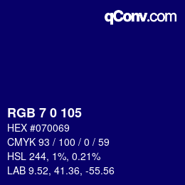 カラーコード: RGB 7 0 105 | qconv.com