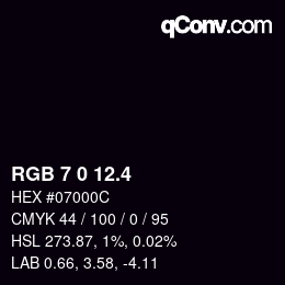 カラーコード: RGB 7 0 12.4 | qconv.com