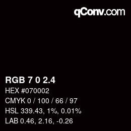 カラーコード: RGB 7 0 2.4 | qconv.com