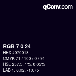 Color code: RGB 7 0 24 | qconv.com