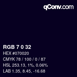 カラーコード: RGB 7 0 32 | qconv.com