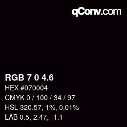 カラーコード: RGB 7 0 4.6 | qconv.com