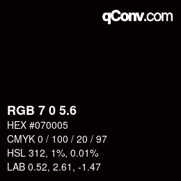 カラーコード: RGB 7 0 5.6 | qconv.com