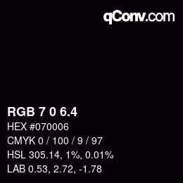 カラーコード: RGB 7 0 6.4 | qconv.com