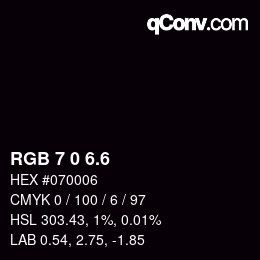 カラーコード: RGB 7 0 6.6 | qconv.com