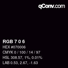 颜色代码: RGB 7 0 6 | qconv.com