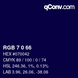 カラーコード: RGB 7 0 66 | qconv.com