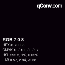 カラーコード: RGB 7 0 8 | qconv.com