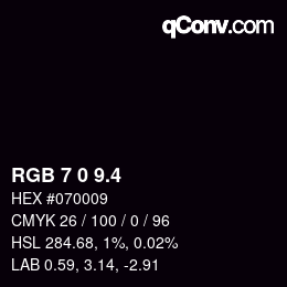 カラーコード: RGB 7 0 9.4 | qconv.com
