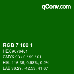 カラーコード: RGB 7 100 1 | qconv.com