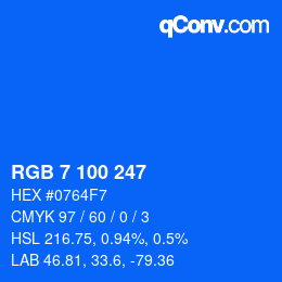 Color code: RGB 7 100 247 | qconv.com
