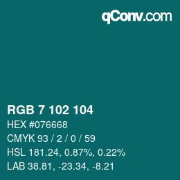 Color code: RGB 7 102 104 | qconv.com