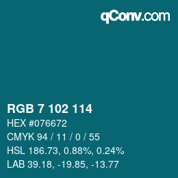 Color code: RGB 7 102 114 | qconv.com