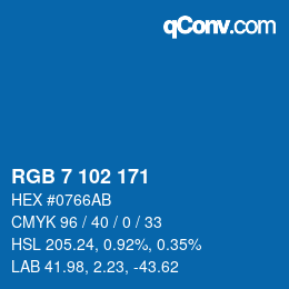 Color code: RGB 7 102 171 | qconv.com
