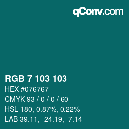 カラーコード: RGB 7 103 103 | qconv.com