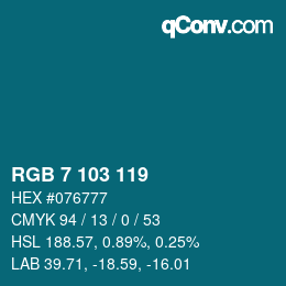 Color code: RGB 7 103 119 | qconv.com