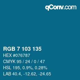 カラーコード: RGB 7 103 135 | qconv.com