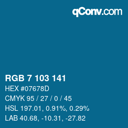 颜色代码: RGB 7 103 141 | qconv.com