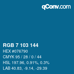 カラーコード: RGB 7 103 144 | qconv.com