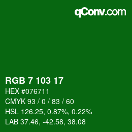 Color code: RGB 7 103 17 | qconv.com