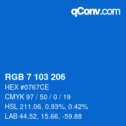 Color code: RGB 7 103 206 | qconv.com