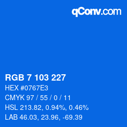 Color code: RGB 7 103 227 | qconv.com